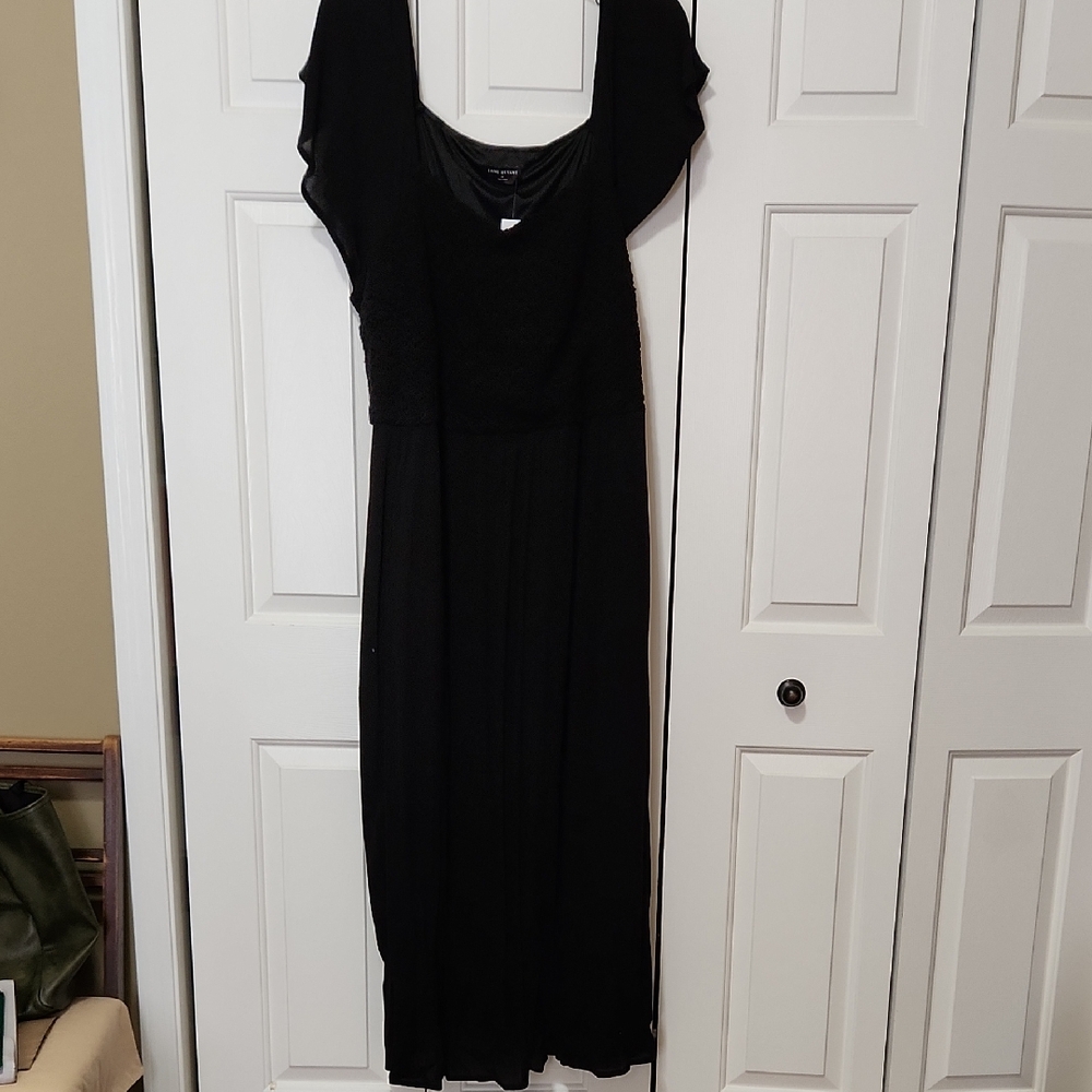 Lane Bryant Elegant Black Flutter Sleeve Dress